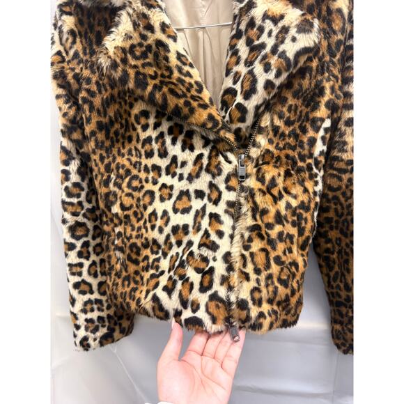 Rebecca Minkoff Hudson Leopard‎ Faux Calf Hair Jacket XXS Fall Winter Cozy Warm - Picture 5 of 6